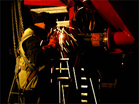 Welding on-site during plant repair